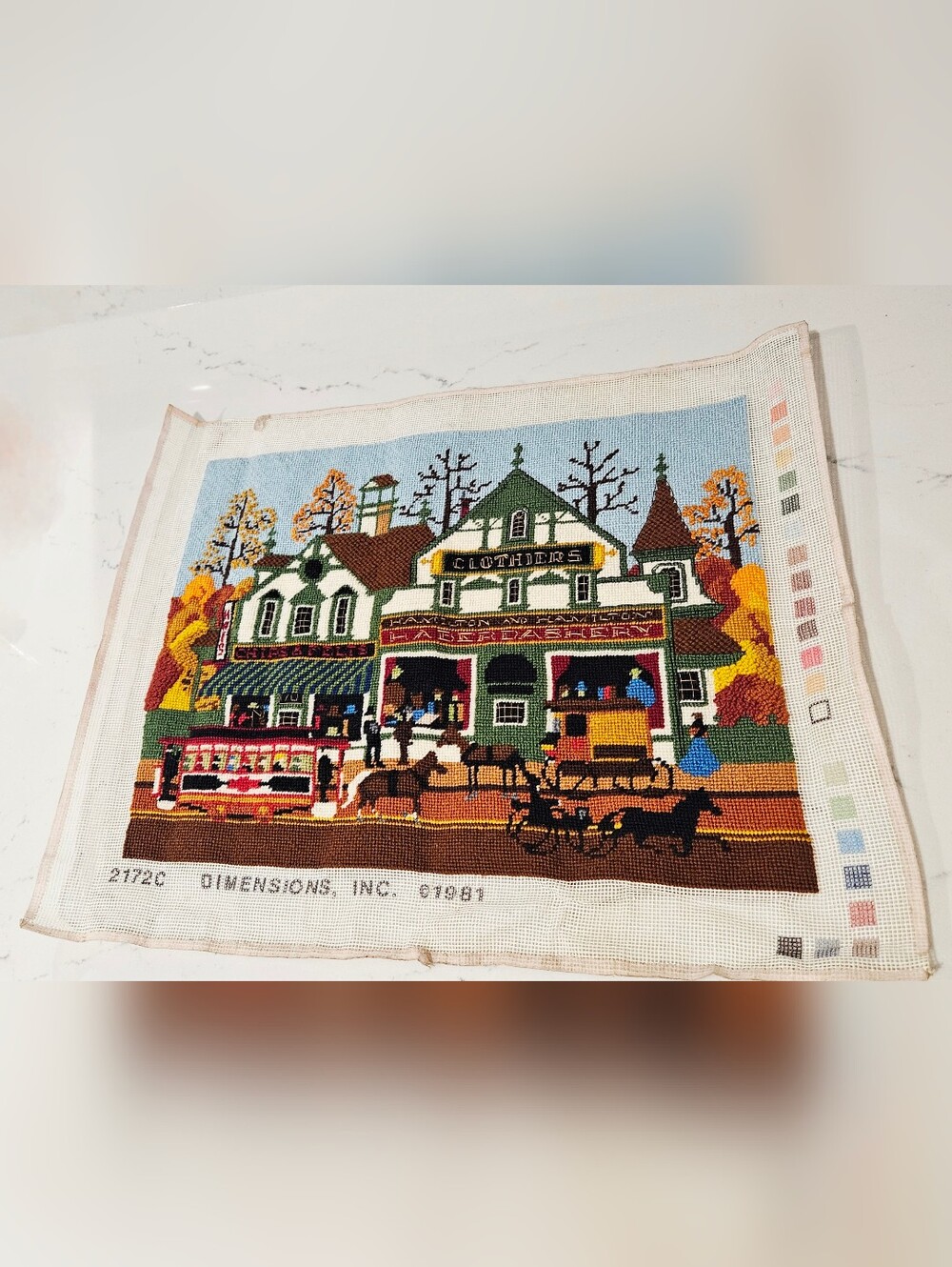 Vintage Dimensions Village Shopping Charles Wysocki Needlepoint Cross Stitch